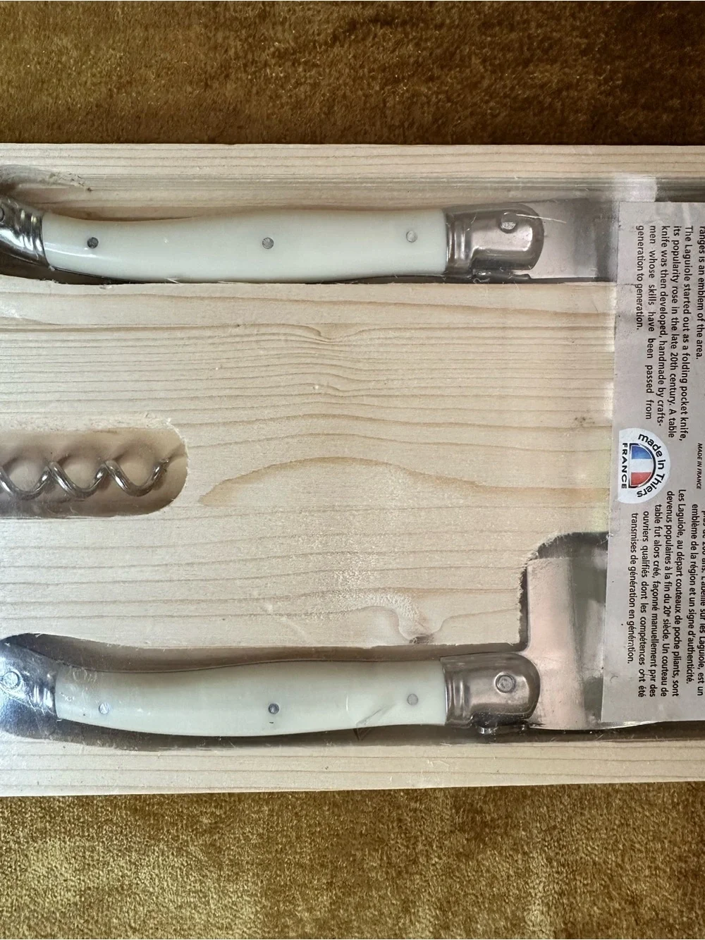 New Laguiole 3 Piece Wine & Cheese Knife Service Set Made in France